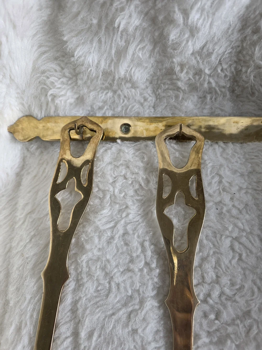 Vintage Brass Tone Kitchen Utensil Set with Wall Rack - Gold Finish